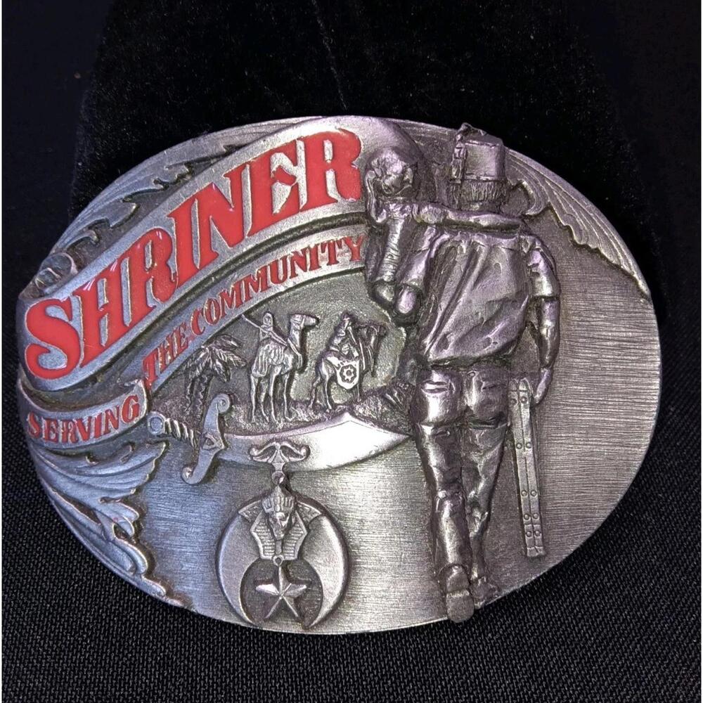 Vintage 1992 Shriner Serving the Community belt Buckle Pewter
